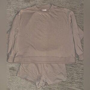 Colsie Tan Fleece Matching Set with Shorts and Crewneck